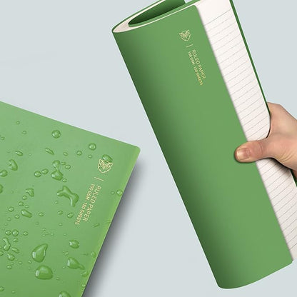 EMSHOI A4 Spiral Notebook College Ruled Lined Journal, 11.2" x 8.27", 300 Pages, 100gsm Thick Paper, Waterproof Softcover, Twin-Wire Binding, Sticky Notes, Green