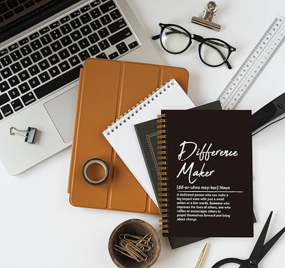 Difference Maker Gift Notebook Journal, Office Meeting Notebook for Work, Thank You Gifts for Leader Mentor Boss, Office Supplies Leadership Gifts Journal, Hardcover Spiral Notebook 5.5 x 8.3