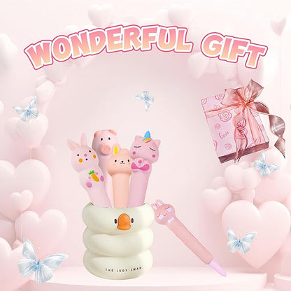 5 Pcs Kawaii Cute Fun Pens for Girls Stationary & Cool Pens for Teenage Girls Gifts for Tweens Girls Easter Baskets Stuffers Pink