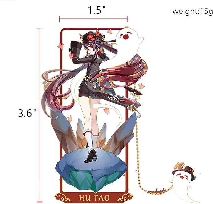 HuTao with Chain Original Genshin Impact Metal Bookmark - Collect All Your Favorite Characters!