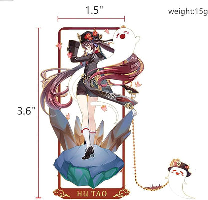 HuTao with Chain Original Genshin Impact Metal Bookmark - Collect All Your Favorite Characters!