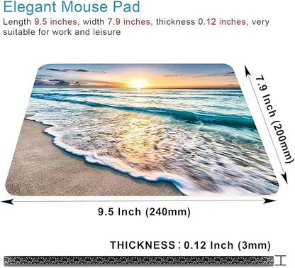 Beach Sunset Mouse Pad,Cute Mouse pad,Custom Small Mouse Pads with Designs,Portable Office Non-Slip Rubber Base Wireless Mouse Pad for Laptop