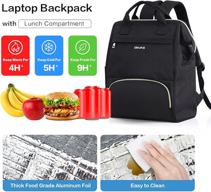 OIWAS Lunch Backpack for Women, 15.6 inch Laptop Backpack Insulated with USB Port for Men Travel Work Travel Picnics Hiking