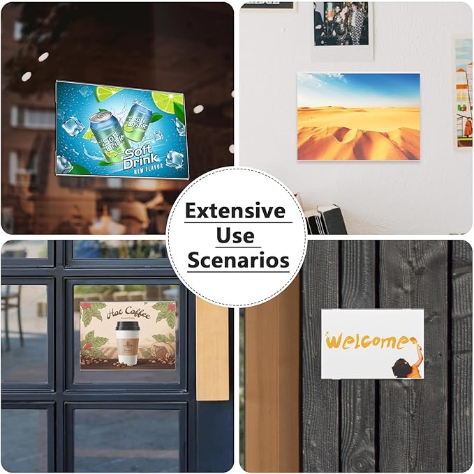 MaxGear Acrylic Sign Holder 5x7, Clear Plastic Wall Mount Sign Holder with Double-Sided Tape, Acrylic Picture Frame Flyer Paper Document Holder Acrylic Wall Frame for Home, Office, Restaurant, 6 Pack