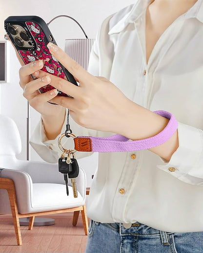 Wristlet Keychain for Women Stretchy Wrist Keychain Lanyard for Phone Case Wallet Id Card Badges (Light Purple)