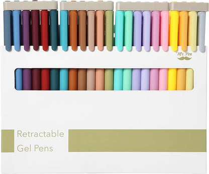 Mr. Pen- Retractable Gel Pens, 22 Pack, Color Ink Gel Pens Fine Point, 22 Vintage Colors, Gel Pens Fine Point, Retractable Pens, Cute Pens, Aesthetic Pens for Journaling Fine Tip Pens