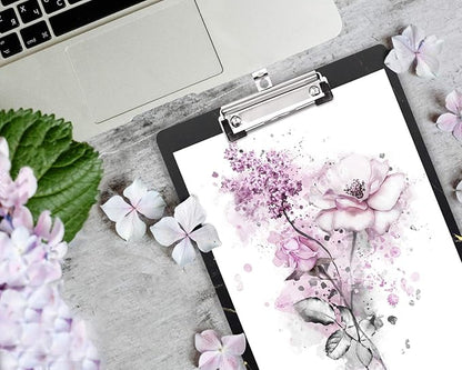 WAVEYU Hardboard Office Clipboard, Decorative Clipboard with Low Profile Clip Chic Marble Design for Students Classroom School and Office Use, Black (12.5"x9")