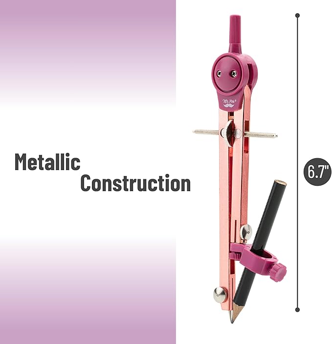 Mr. Pen- Compass for Geometry, Rose Gold, Compass with Pencil, Drawing Compass Drawing Tool, Math Compass, Drafting Tools, Drawing Tools, Geometry Compass, Circle Drawing Tool, Geometry Set