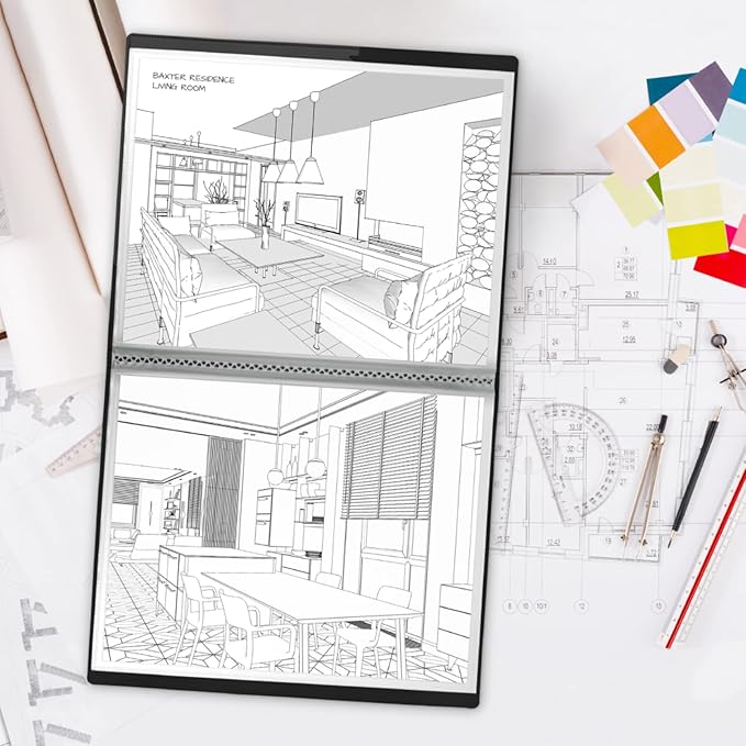 Dunwell 11x14 Binder with Sleeves (Black), 24 Pockets Display 48 Pages, Large Folder with Plastic Sleeves,11x14 Presentation Book with Protector Sleeves, Kids Art Portfolio 14x11,Clear Pages,Vertical