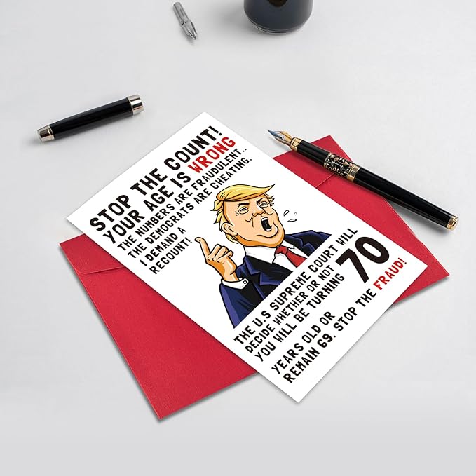 Ogeby Funny 70th Birthday Card, 70th Birthday Cards Gifts for Women Men, Hilarious 70 Year Old Birthday Gifts for Dad Mom Sister Brother, Stop The Count, Demand a Recount