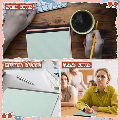 Lincia 6 Pcs 11" x 9.5" Legal Pads College Ruled Notepad Landscape Notebook Horizontal Lined Notebook 80 Gsm Assorted Colors Paper Pastel Writing Pads for School Office, 40 Sheet (Cute Color)