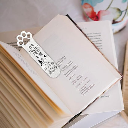 Metal Bookmarks for Reading Women Funny Bookmarks for Book Lovers Gifts Cute Bookmarks for Dog Lovers (MetalSilverDogPaw)