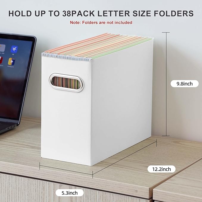 Oterri Collapsible Small Storage Box - Cardboard File Folder Organizer, Hanging File Box for Letter Size, Portable - Multi color, 4 Packs