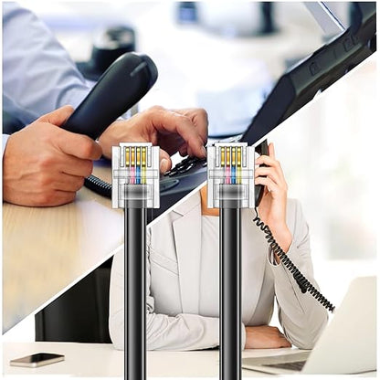 3.3 FT - 4 Pack Phone Extension Cord, Telephone Cable with Standard RJ11 Plug (6P4C), Black, for Landline Telephones, Fax, Modems, Answering Machines