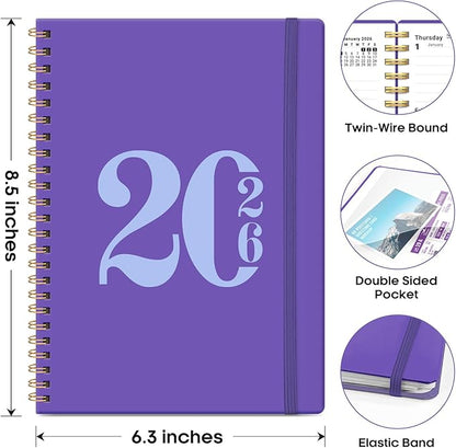 2026 Planner, Weekly and Monthly Calender Planner, Jan 2026 to Dec 2026, Hardcover 2026 Calendar Planner Book with Tabs & Inner Pocket, Office Home School Supplies for Women & Men - A5 (6.3" x 8.5"), Periwinkle Blue