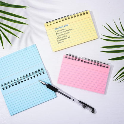 FRIUSATE 150 Sheets Flash Cards 3x5 Inches Spiral Bound Index Cards Colored Ruled Index Cards with Ring Colorful Notecards Flashcards for Studying Nursing School Office Taking to Do List