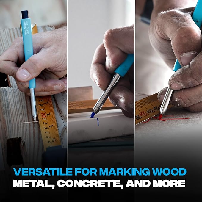 OX Tools Tuff Carbon Marking Pencil Replacement Lead 10-Pack with Red, Blue & White Lead, 2.88 mm lead - Designed For Tile Marking, OX-P503204