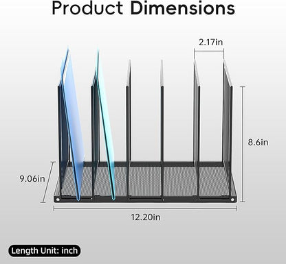 Inclined Desktop File Sorter, 5-Section Vertical File Folder, Mail Sorter Organizer for file holders, Metal File Organizer, Desktop File Folder Organizer for Office Classroom, Black 2 PACK