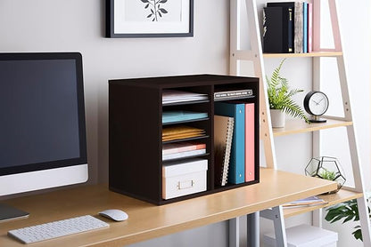 Safco Wooden Paper and Mail Organizer for Home Office and Classroom, Adjustable Shelves and Stackable