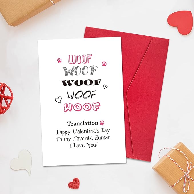 Ogeby Funny Dog Valentines Day Card, Cute Valentines Day Cards Gifts for Dog Lover, Humor Valentines Gifts from Dog, to My Favorite Human I Love You
