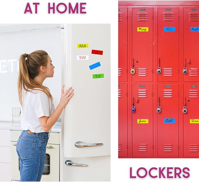 Availey 40 Pieces (3 x 2") - Full Colored Magnetic Dry Erase Labels - Reusable Strips for Classroom Home Office Garage Refrigerator Blank Writable Erasable Cards Name Tags Students Locker Shelf