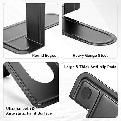 MaxGear Book Ends Universal Premium Bookends for Shelves, Non-Skid Bookend, Heavy Duty Metal Book End, Book Stopper for Books/Movies/CDs/Video Games, 6 x 4.6 x 6 in, Black (3 Pairs/6 Pieces, Large)