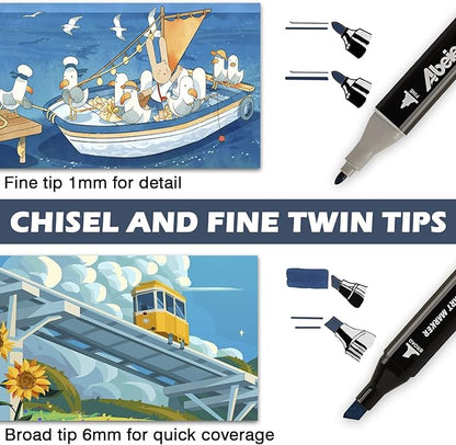 168 Colors Alcohol Markers Set, Dual Tips Blender Art Markers for Drawing, Permanent Sketch Markers for Kids adult coloring, Alcohol Based Markers, Adults Coloring and Artist Illustration.