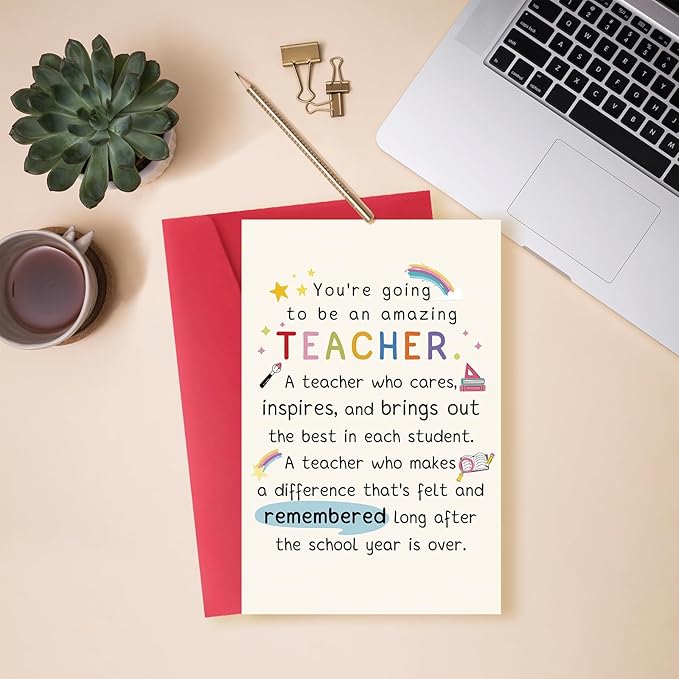 Best Teacher Graduation Gifts for Women Men, Funny New Teacher Card, First Year Gifts for Education Major