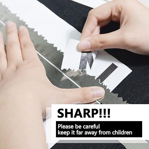 3PCS Stainless Steel Metal Paper Tearing Ruler Craft Ruler for Cutting Paper to Wavy Line Jagged and Irregular Edges 12'' Measuring Tool for Engineering School Office Architect and Drawing