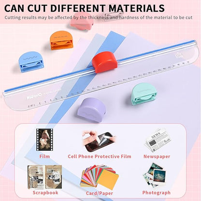 Paper Cutter, Kaluofan Paper Trimmer with 7 Type of Cutting Blade, Unrestricted and Portable Scrapbooking Tool with Side Ruler, for Largest Newspaper A4 Craft Paper PVC Photo Film and Cardstock