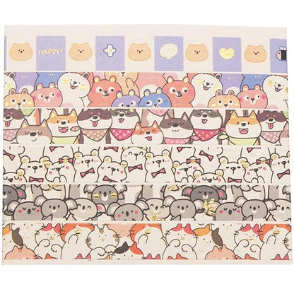 YUBX Cute Pets Washi Tape Set 18 Rolls Skinny Gold Embellishment Decorative Masking Tapes for Arts, DIY Crafts, Journals, Planners, Scrapbook, Wrapping (Puppies) (Puppies)