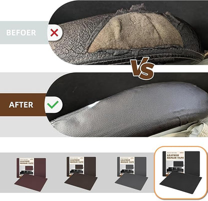 CHEIGHY 2pcs Leather Repair Kit Self Adhesive Leather Repair Patch for Furniture 8.2X11 inch Vinyl Repair Kit for Couches Car Seats Sofa Office Chair Belt Jackets (Black)