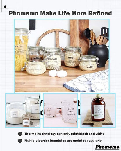 Phomemo M220 Labels - 3 Rolls, 100 Labels/Roll, Square, Black on White, 1.97"x3.15" (50x80mm), Compatible with M110/M220/M221/M120/M200 Printers