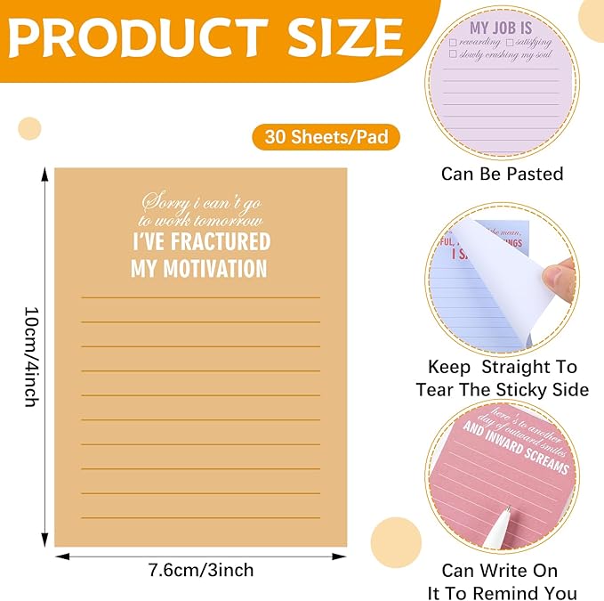 Funny Notepads with Sayings Sticky Funny Office Supplies to Do List Sarcastic Work Assorted Notepad for Workers, 12 Designs, 3 x 3.93 Inch(Vintage Style)