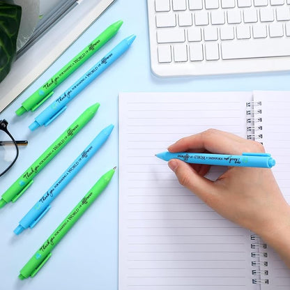 24 Pcs Earth Day Pens Bulk Earth Party Favors Novelty Cute Green Pens Blue Retractable Ballpoint Pen Earth Day Gift Pens for Desk Decoration Accessories Stationery Office, 2 Styles
