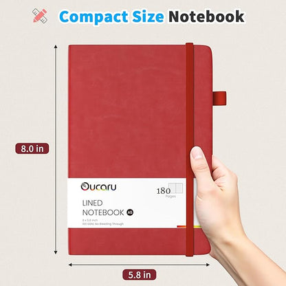 Lined Journal Notebook, 4 Pack, 180 Pages, A5 Journals for Writing, 100 GSM Thick Paper, Small Notebooks Daily Journal for Women Men Work, Business, School, Travel Supplies