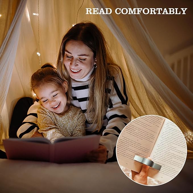 Thumb Book Page Holder Gifts for Book Lovers, Ultralight Metal Book Reading Holders Accessories with 5 Assorted Size Silicone Rings for Keep Book Open Women Reader Bookish Teachers Spreader Bookmark