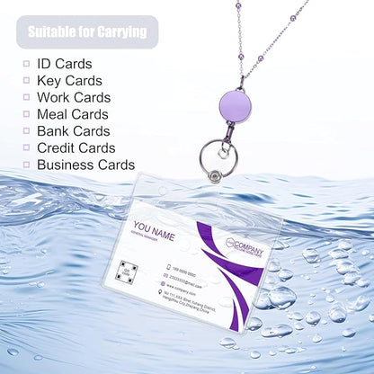 Lanyards for Id Badges 3 Pack Badge Lanyard with 6 Pcs Id Badge Holder Retractable Badge Holders Stainless Steel Teacher Lanyards for Women Cruise Ship Lanyards (Rose Gold, Pink, Purple)