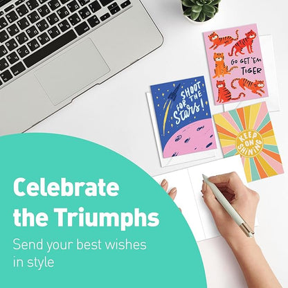 Sweetzer & Orange S&O Colorful Inspirational, Encouragement Cards with Envelopes Set of 24 - Blank Greeting sheets Assortment Box - Positive Affirmation notes and Envelopes - Motivating decor cards