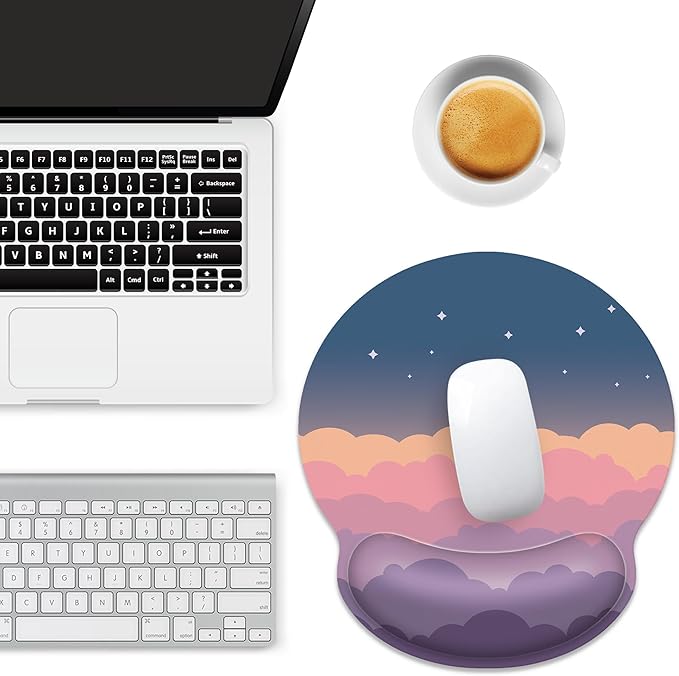 Ergonomic Mouse Pad with Wrist Support,Pink Rainbow Mouse Pad with Wrist Rest,Relieve Wrist Pain Mousepad Non-Slip Rubber Base,Cute Mouse Pads for Desk,Computers,Laptop,Office,Gaming,Accessories