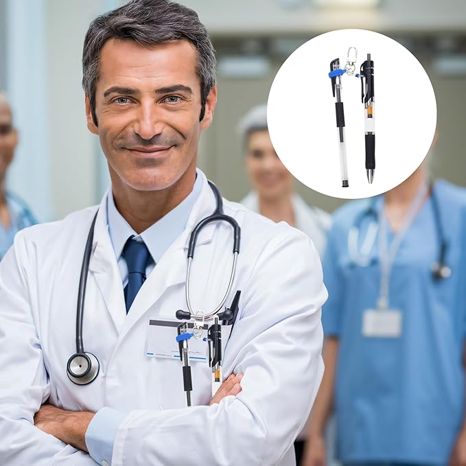 Retractable Pen Holders, 14 Set Silicone Pen Holder with Lobster Clasp, Clip on Pens Holder for Badge Reel, Perfect Pen Holder f1or Lanyard, Badge Pen Holder for Nurses, Badge Reel Accessories