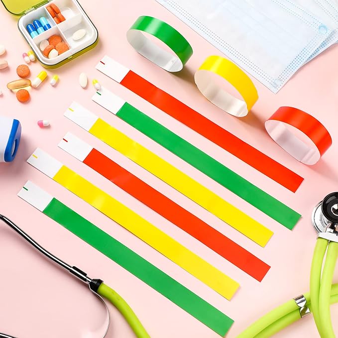 Epakh 600 Pcs Paper Wristbands Neon Wrist Bands Waterproof Handbands for Events Lightweight Concert Wristbands Neon Colored Adhesive Wrist Band for Party