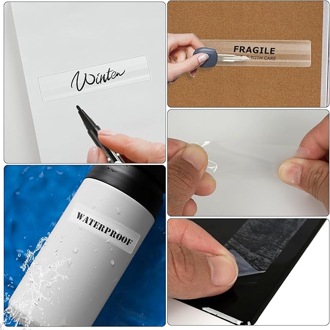 Transparent Thermal Labels 1 x 3 Inch Self-Adhesive Printer Clear Stickers Vinyl Waterproof Roll Decals Rectangle Postage Tags for Address Barcodes DIY Logo Business 300 PCS