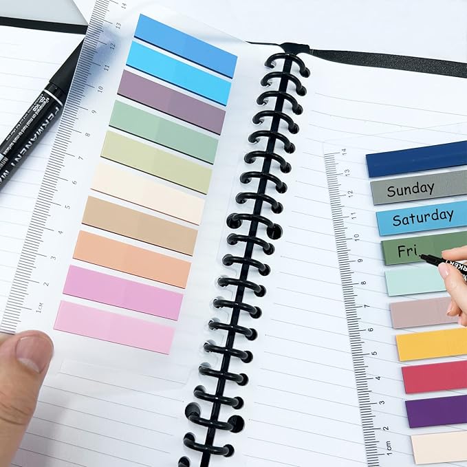 WSCHU 2320Pcs Book Tabs for Annotating Books, 104 Colors Morandi Sticky Tabs for Binders, Page Markers Transparent Sticky Notes,Writable & Repositionable Book Flags Strip Index Tabs,Page Tabs