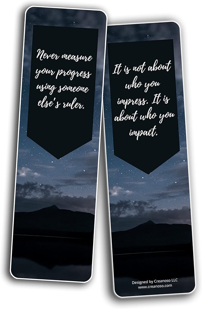 Creanoso Encouraging Sayings Bookmarks (2-Sets X 6 Cards) – Daily Inspirational Card Set – Interesting Book Page Clippers – Great Gifts for Adults and Professionals