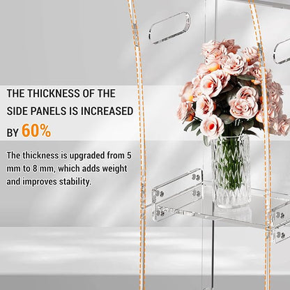 Acrylic Podium Stand，49“ Tall Portable Podium with Lockable Wheels, Clear lecterns & Podium with Storage Shelf for Classroom, Pulpit Podium for Church,Wedding,Presentation