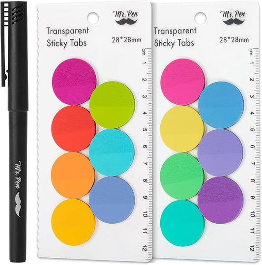 Mr. Pen- Transparent Sticky Note Set, 560Sheets, Colorful, Round Transparent Sticky Notes Set, Bible Sticky Notes Clear Sticky Notes Transparent, Bible Notes, Transparent Sticky Notes for Bible Study