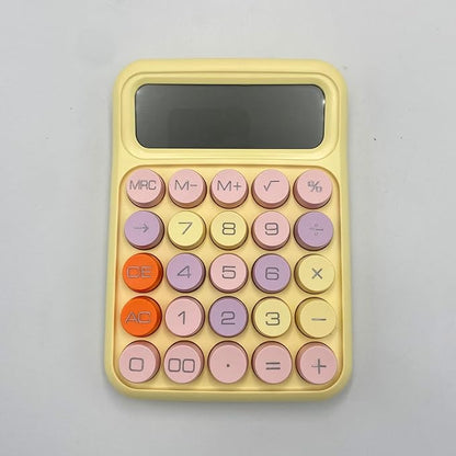 Colorful Candy Calculator, Yellow Cute Typewriter-Inspired Mechanical Key, Large Screen, Round Button, Vintage Aesthetic, Portable, Easy-to-use Desk Accessories for Office School Home for Women Girls