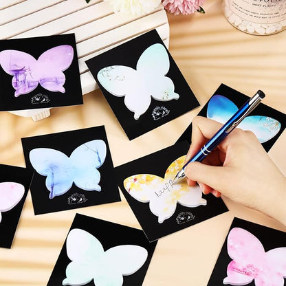 Breling 360 Pieces Sticky Notes Cute Butterfly Shaped Self-Sticky Notes Colored Watercolor Sticky Note Memo Pads for Reminders Studying School Home Family Office Supplies