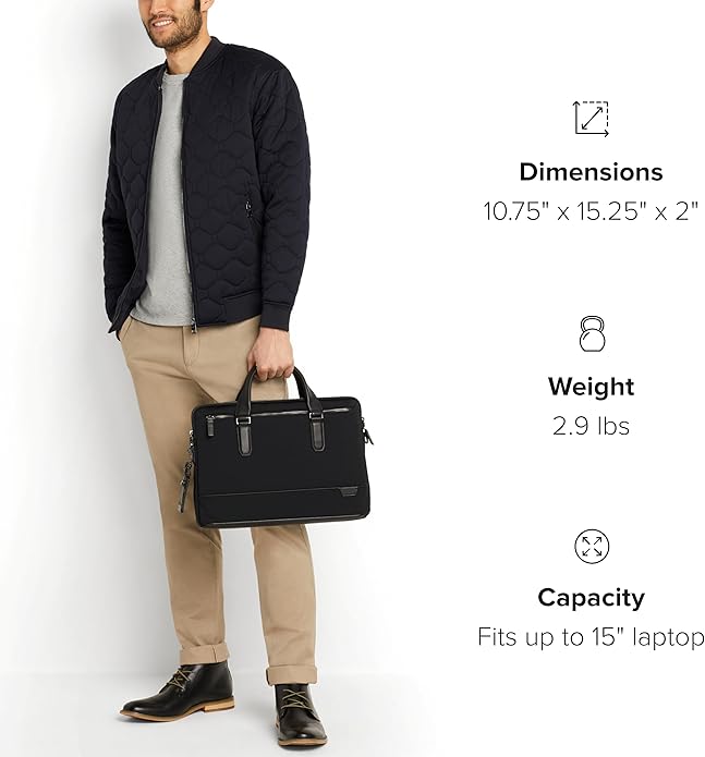 TUMI Harrison Sycamore Slim Brief - 14-Inch Laptop Briefcase - Professional Business Briefcase with Removable Shoulder Strap
